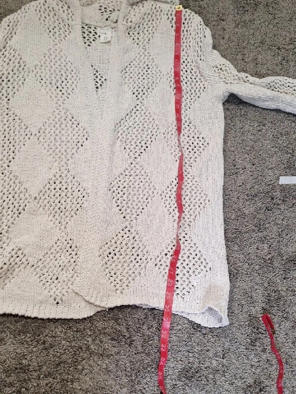 Nicole Miller Artelier crochet open-knit cardigan with a boho hood - XL - Bone
